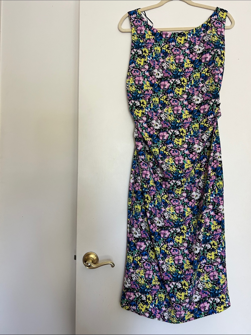 Zara Floral Midi Dress in Pink, Yellow & Blue